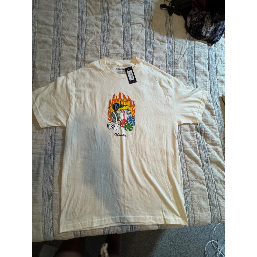 Primitive Skateboarding Stakes Graphic Tee Cream Mens Large NWT PAPFA2446-CRM-L
